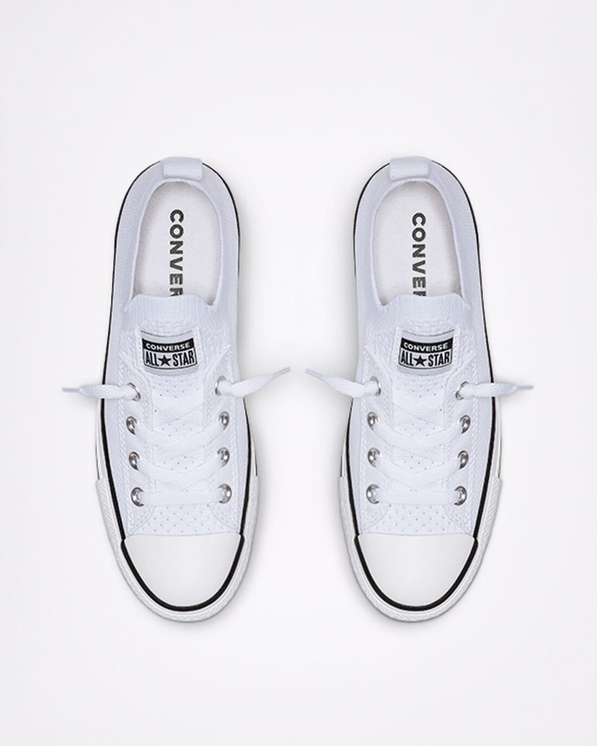 Tenis Converse Chuck Taylor All Star Shoreline Knit Slip Cano Baixo Feminino Branco Pretas Branco | PT T0P0857